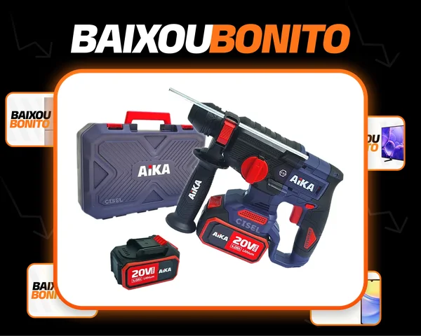 Martelete Sem Fio 2,5 Joules C/ 2 Baterias Aika 20v Ad-h24a Preto, Roxo, Vermelho Bivolt 50/60hz