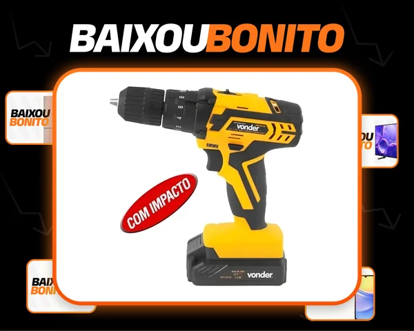 Parafusadeira Furadeira Vonder Bateria Pfv012i Cor Amarelo Frequência 50 Hz/60 Hz