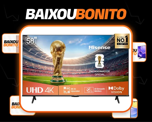 Hisense Smart TV 4K 58 Polegadas 58A6NV com Dolby Vision, HDR10, HLG, Dolby Gaming, Film Maker, DTS Virtual X, Compatibilidade Alexa e Google Home