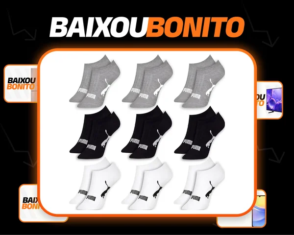 Kit 9 Pares Meias Puma Sapatilha Soquete Invisível Original