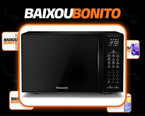 Microondas Panasonic Nn-st66nbru Black Glass 34L Dupla Refeição