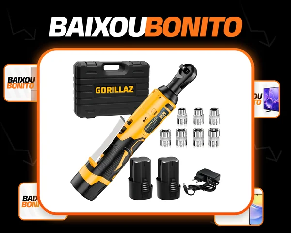 Chave De Catraca Elétrica Sem Fio 3/8 2 Baterias 180nm Com Soquetes E Maleta Gch-180