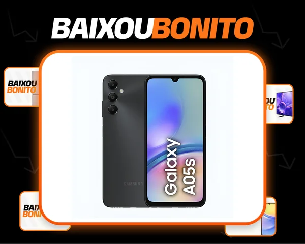 Smartphone Samsung Galaxy A05s 4G 128GB 6GB RAM Câmera Traseira Tripla 50MP + 2MP + 2MP + Selfie 13MP Tela 6.7" Preto