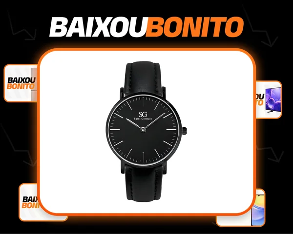 Relógio Masculino Couro Preto Saint Germain Murray Full Black 40mm Fundo Preto