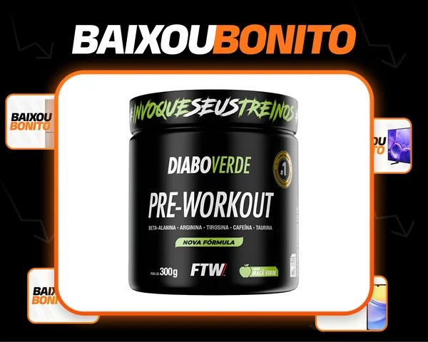 Suplemento Em Pó Pre Treino Pre Workout 300g Sabor Maça Verde FTW - DIABO VERDE
