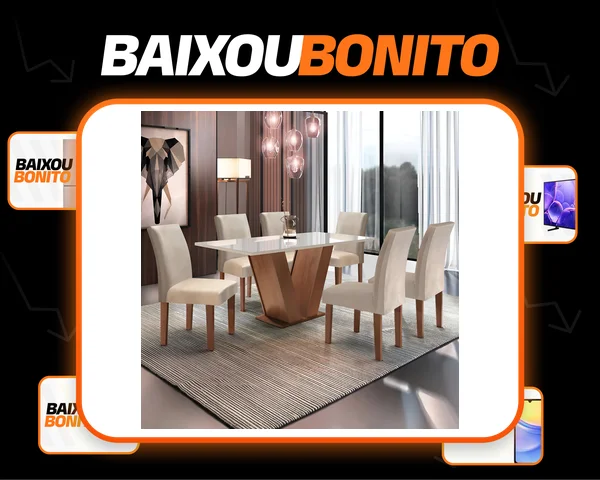 Conjunto Sala De Jantar Mesa Tampo De Vidro 6 Cadeiras Espanha Yescasa