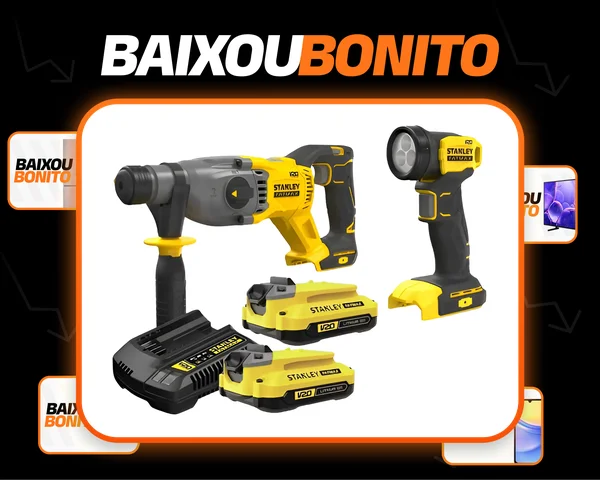 Martelete 2 Baterias 20v 2ah Rompedor Perf. Sbh900 Stanley - Amarelo/preto