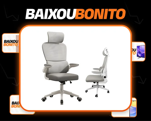 Cadeira de escritório Python Fly XHOCB07 ergonômica branca e cinza com estofado de malha