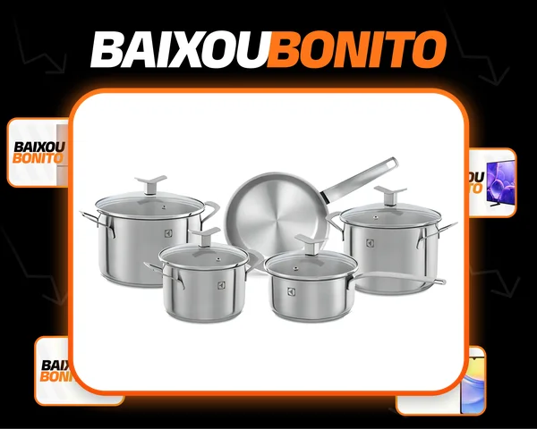 Jogo de Panelas Electrolux Inox com 5 Peças Design com Fundo Triplo