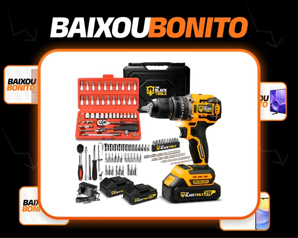 Parafusadeira Furadeira Impacto 2 Baterias Brushless 46 Pçs Amarelo E Preto 60hz