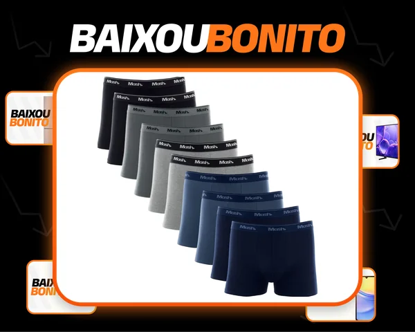 Kit Com 10 Cuecas Boxer Algodão Cotton Masculina Adulto Mash
