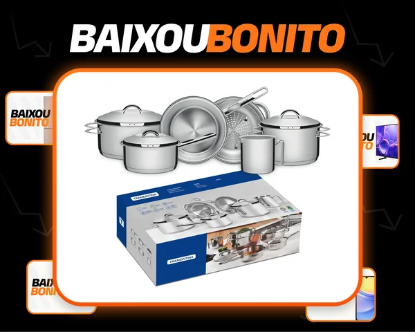 Jogo Panelas Tramontina Solar Inox 6pç Indução Fundo Triplo Aço Inoxidável