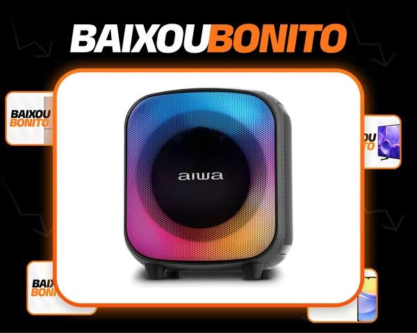 Caixa De Som Partybox PB-07 Bluetooth 8h Rgb Ubs Tws Aiwa Preto
