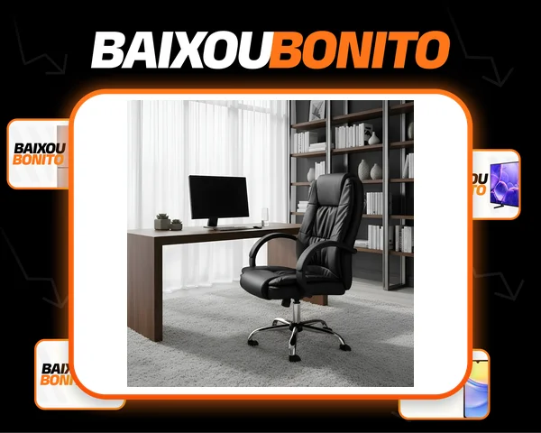 Cadeira De Escritório Presidente Johnson Preta Ergonomica