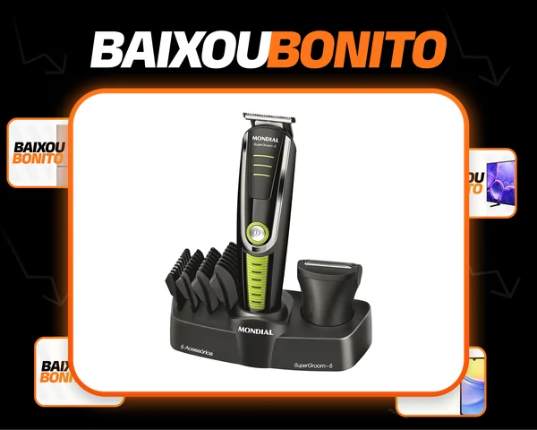 Aparador De Pelos Super Groom 6 Em 1 Bg-04 Sem Fio Mondial Preto Com Verde