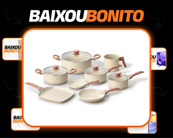 Jogo Com 8 Panelas Antiaderentes De Ceramica Bege - Oikos