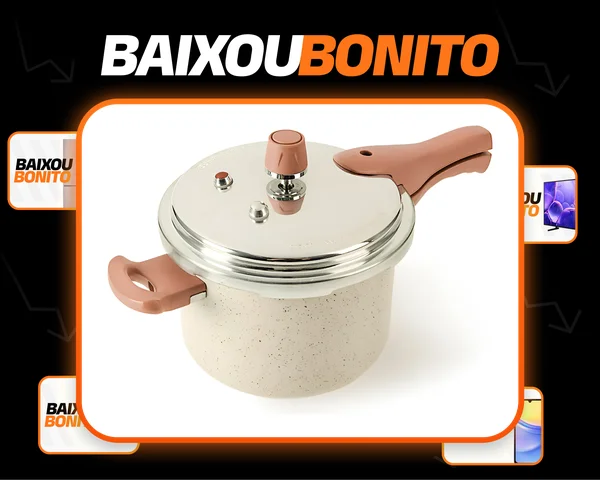 Panela De Pressão Indução 4,4l Antiaderente Cerâmico - Oikos Bege