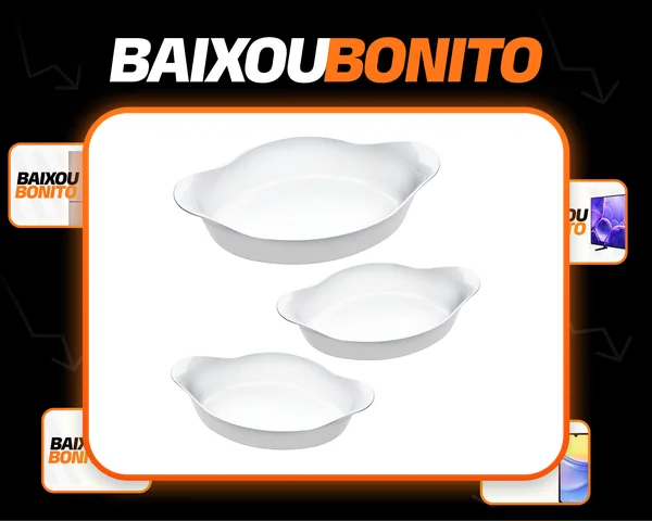 Marinex conjunto de assadeiras oval opaline 3 peças branco