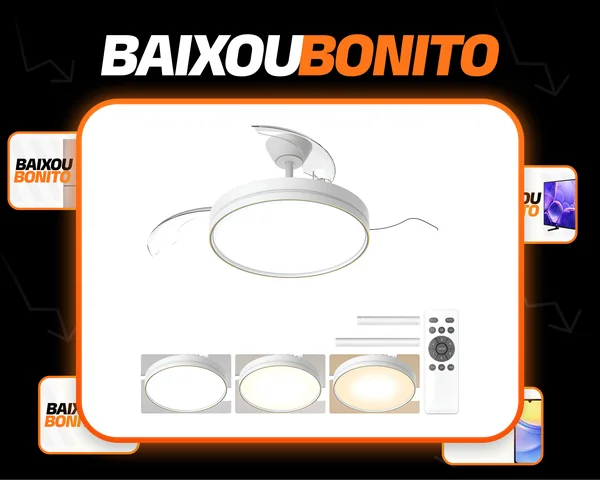 Ventilador De Teto Moderno Com Luz Led E Controle Remoto, Silencioso E Econômico, Com 6 Velocidades, Pás Retráteis, Função Timer. Ideal Para Quartos, Escritórios E Diversos Ambientes Internos.