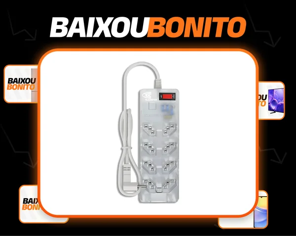 Filtro de Linha 8 Tomadas 3 Pinos 10A iClamper Energia 8 com Tecnologia LCF e DPS Protetor de Surto Elétricos e Raios Cor Transparente