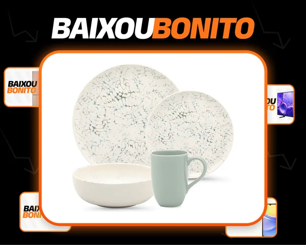 Aparelho De Jantar E Lanche Flat Tie-Dye 16 Peças Branco e Verde Oxford