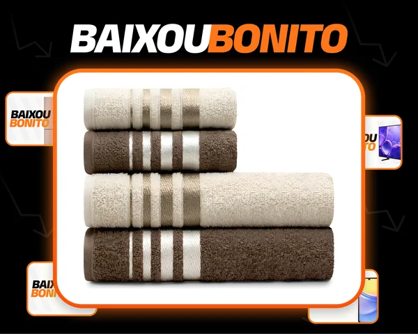 Jogo Toalhas De Algodão 4 Peças Banho E Rosto Bege Marrom Karsten