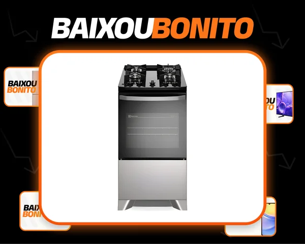 Fogão 4 bocas Electrolux Cinza Efficient Mesa Vidro, Tripla Chama e PerfectCook (FE4GG) Bivolt