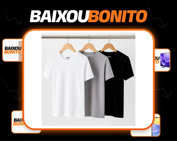 Kit 3 Camisetas Algodão Dia Dia Sandrini Básica Conforto