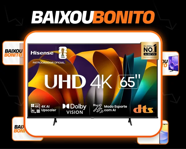 Hisense Smart TV UHD 4K DLED 65" Polegadas 65A6N com HDR10+ Dolby Vision Game Mode Controle por Voz Alexa Built-In AirPlay