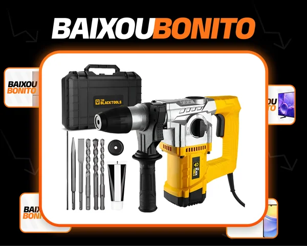 Martelete Perfurador Rompedor Professional 26mm 1100w Sds Plus 4j Com Acessorios Trm-2000 The Black Tools