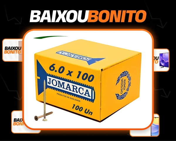 Parafuso Madeira Philips Chipboard Cabeça Chata 6,0 x 100 Caixa 100 Unidades Jomarca