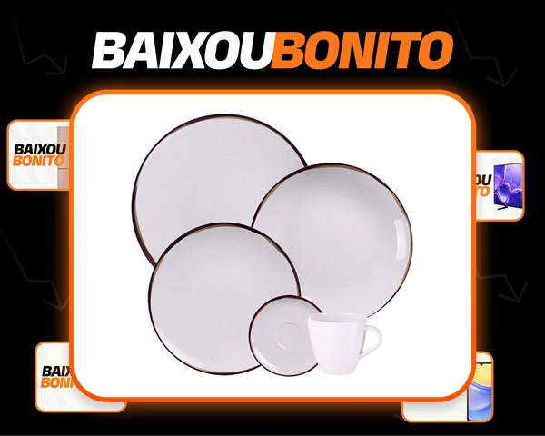 Aparelho De Jantar Canyon Porcelana 20 Peças Tramontina Cor Branco com detalhes Abstratos em Marrom