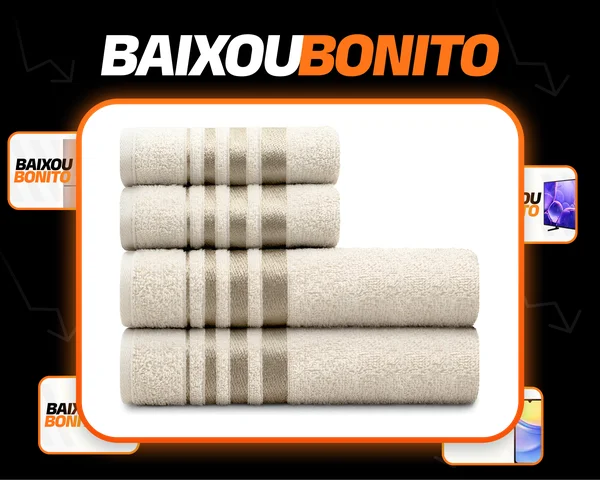Jogo De Toalhas De Algodão 4 Peças Banho E Rosto Bege Karsten