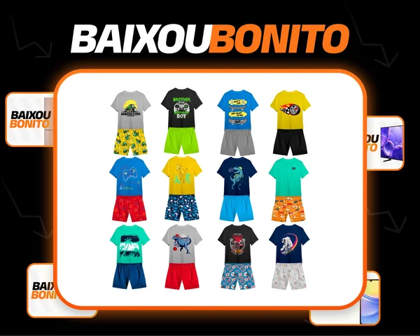 Kit 10 Peças De Roupa Infantil Menino 5camisas+ 5shorts