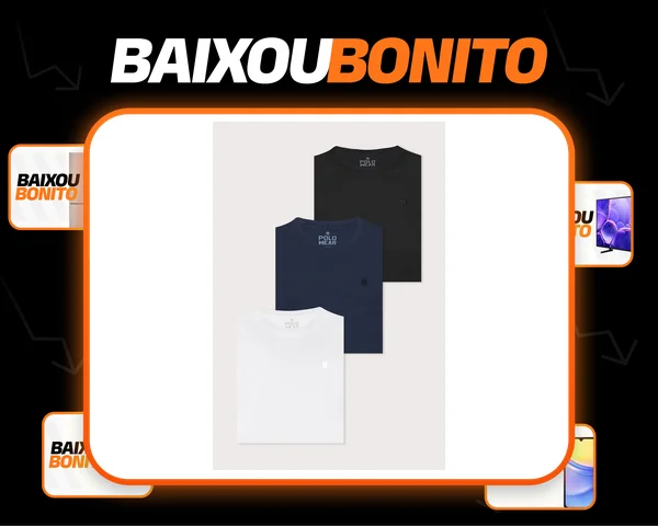 Kit 3 Camisetas Masculinas Regular Algodão Polo Wear Sortido