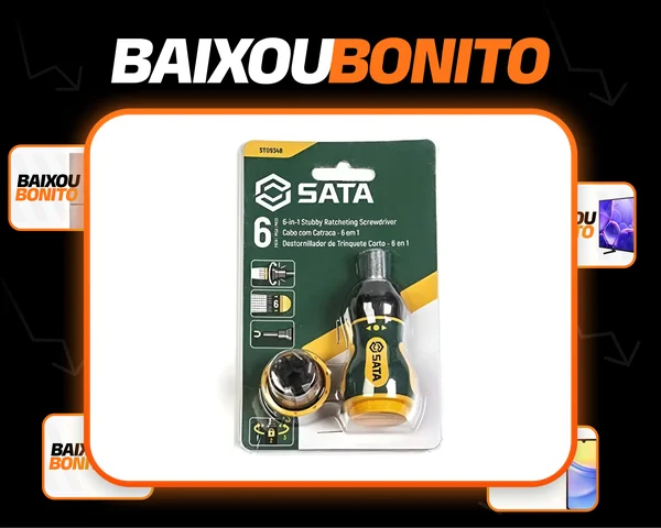 Jogo Chaves Fenda E Phillips C/ Catraca 6 Pcs St09348 Sata