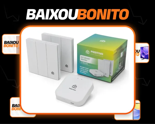 Kit Smart Botão Positivo Casa Inteligente 1 Hub E 2 Botões Branco 127/220v