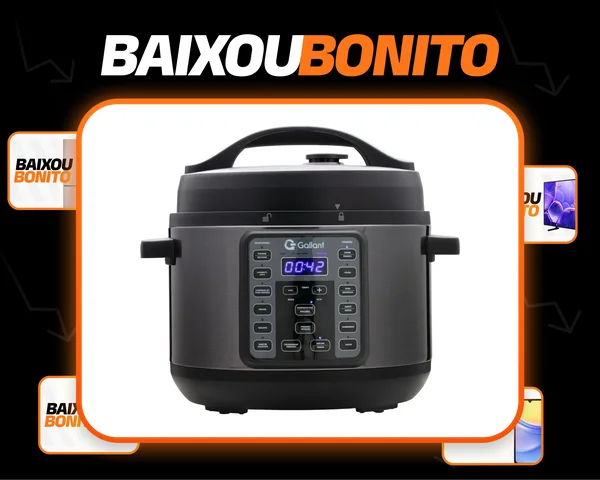 Panela de Pressão Elétrica Digital Gallant 4L GPP04 15 Funções Clique E Pronto Inox 1000W