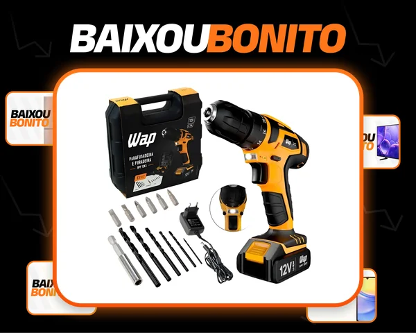 Parafusadeira Furadeira Sem Fio 12V WAP BPF 12K3 Kit Maleta