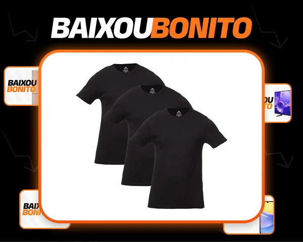 Kit Com 3 Camisetas Masculinas Básicas Slim Cor Preto Hering