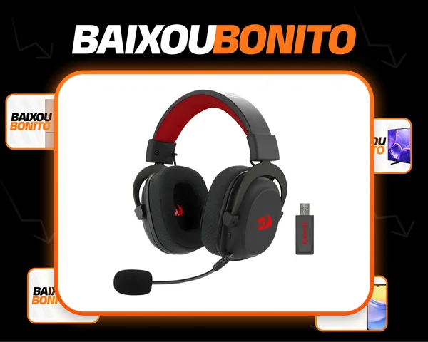 Headset Gamer Redragon H510-Pro Zeus Rgb Wireless 7.1 53mm Preto