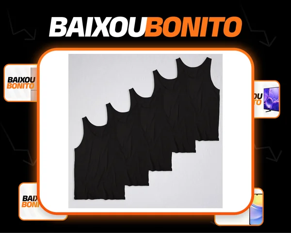 Kit 5 Regatas Lisas Masculinas Básica Dry Fit Tradicional