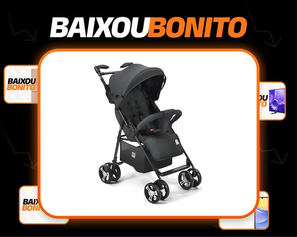 Carrinho De Passeio P/ Bebê Flick Até 15kgs Preto Multikids