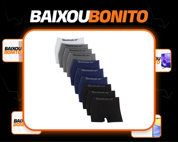 Kit 10 Cuecas Reebok Masculino Boxer Box Microfibra Adulto