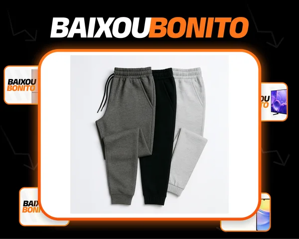 Kit 3 Calças Moletom Masculina Slim Jogger Para Academia