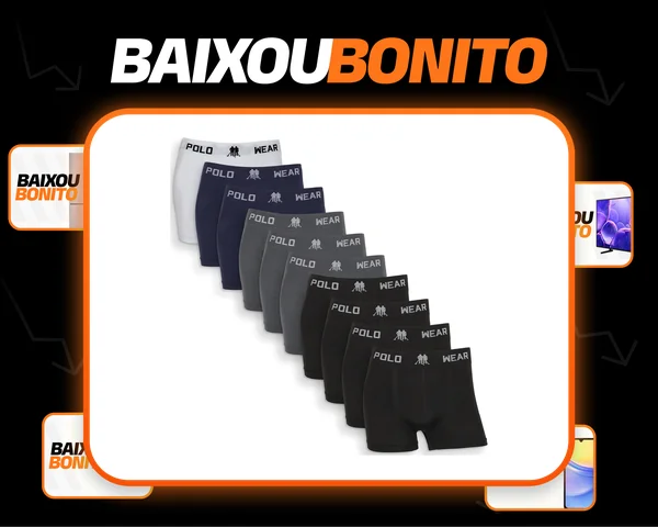 Kit 10 Cuecas Boxer Polo Wear Masculina Sem Costura