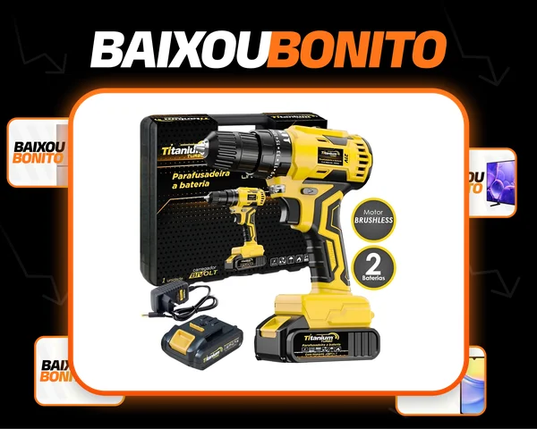 Parafusadeira Furadeira 21v C/ Impacto Titanium + Kit