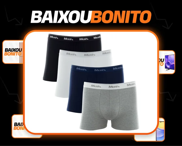 Kit 4 Cuecas Boxer Box Mash Algodão Cotton Original