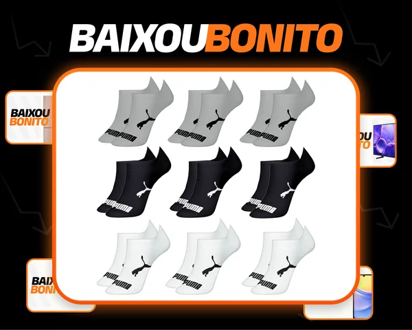 Kit 9 Pares Meias Puma Sapatilha Cano Baixo Original Algodão
