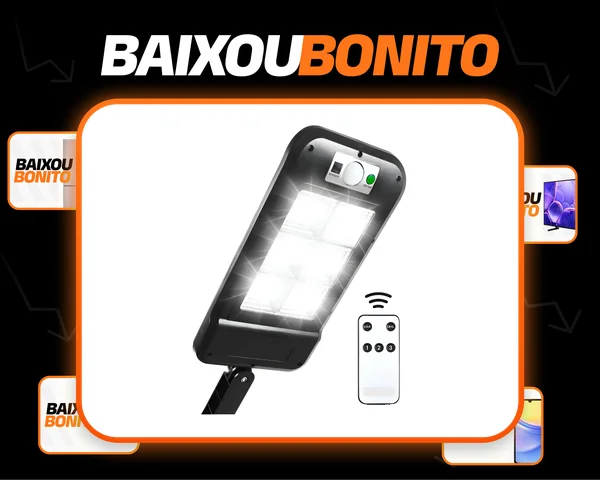 Holofote Solar Refletor 200w Luminaria 12h Controle Preta Preto Branco-frio